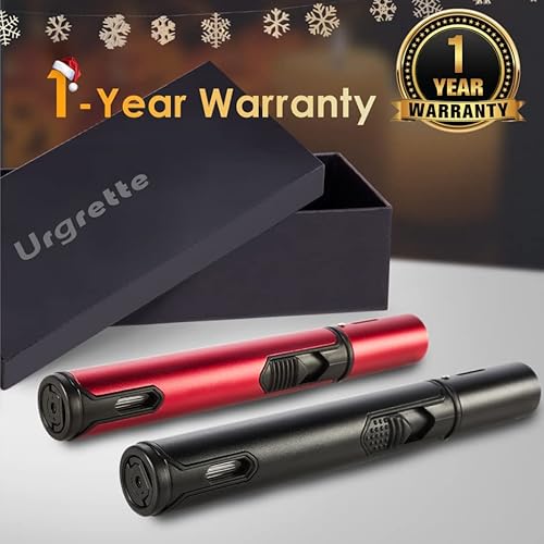 Urgrette 2 Pack Butane Torch Lighter, 6-Inch Refillable Pen Lighter Adjustable Jet Flame Butane Lighter For Grill Bbq Candle Camping (Gas Not Included) Raven & Ruby #TOP5