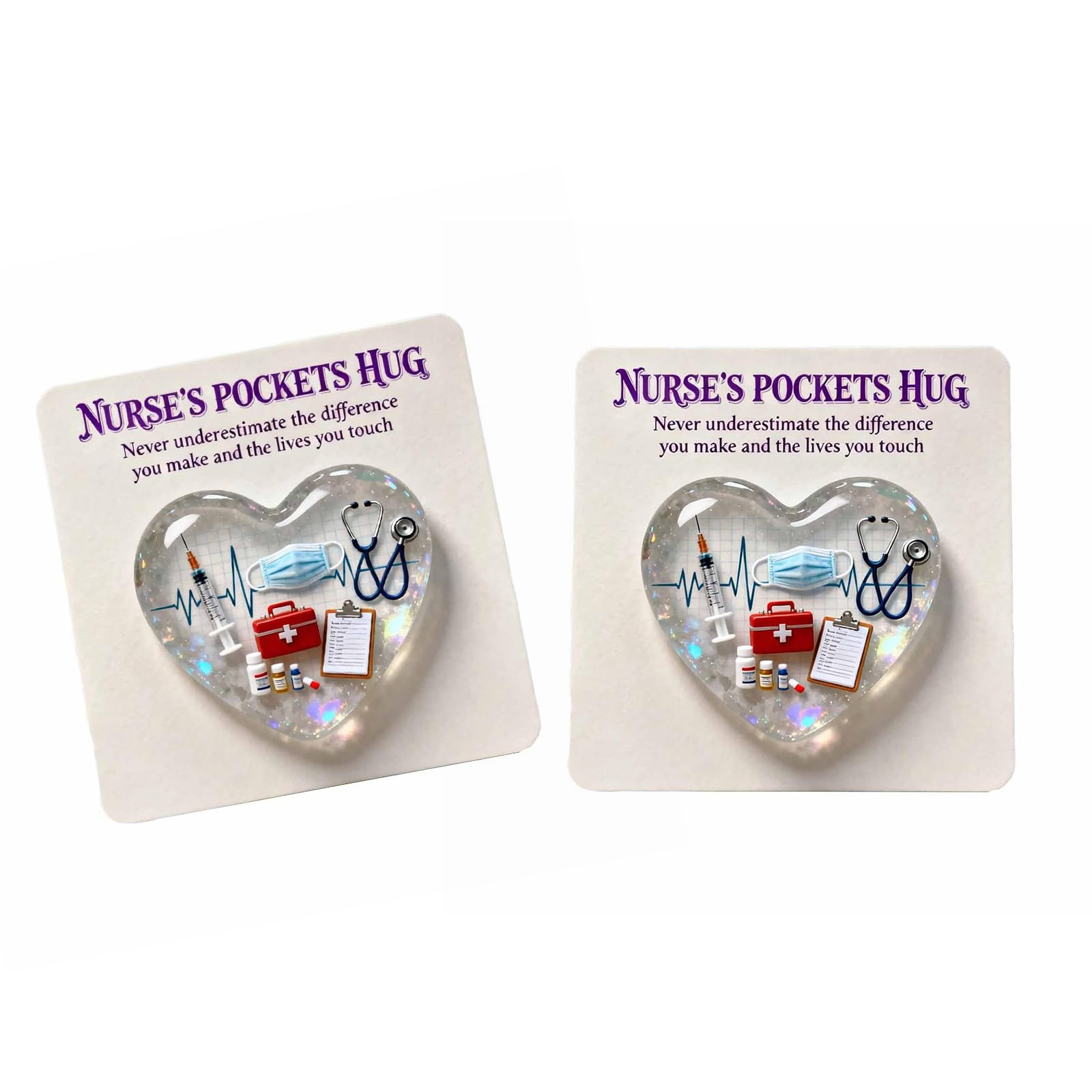 Tsophreniq Transparency Acrylic Heart Pocket Hug Card for Nurses and Doctor Heart Shape Appreciation for Medicals Staff Acrylic Card
