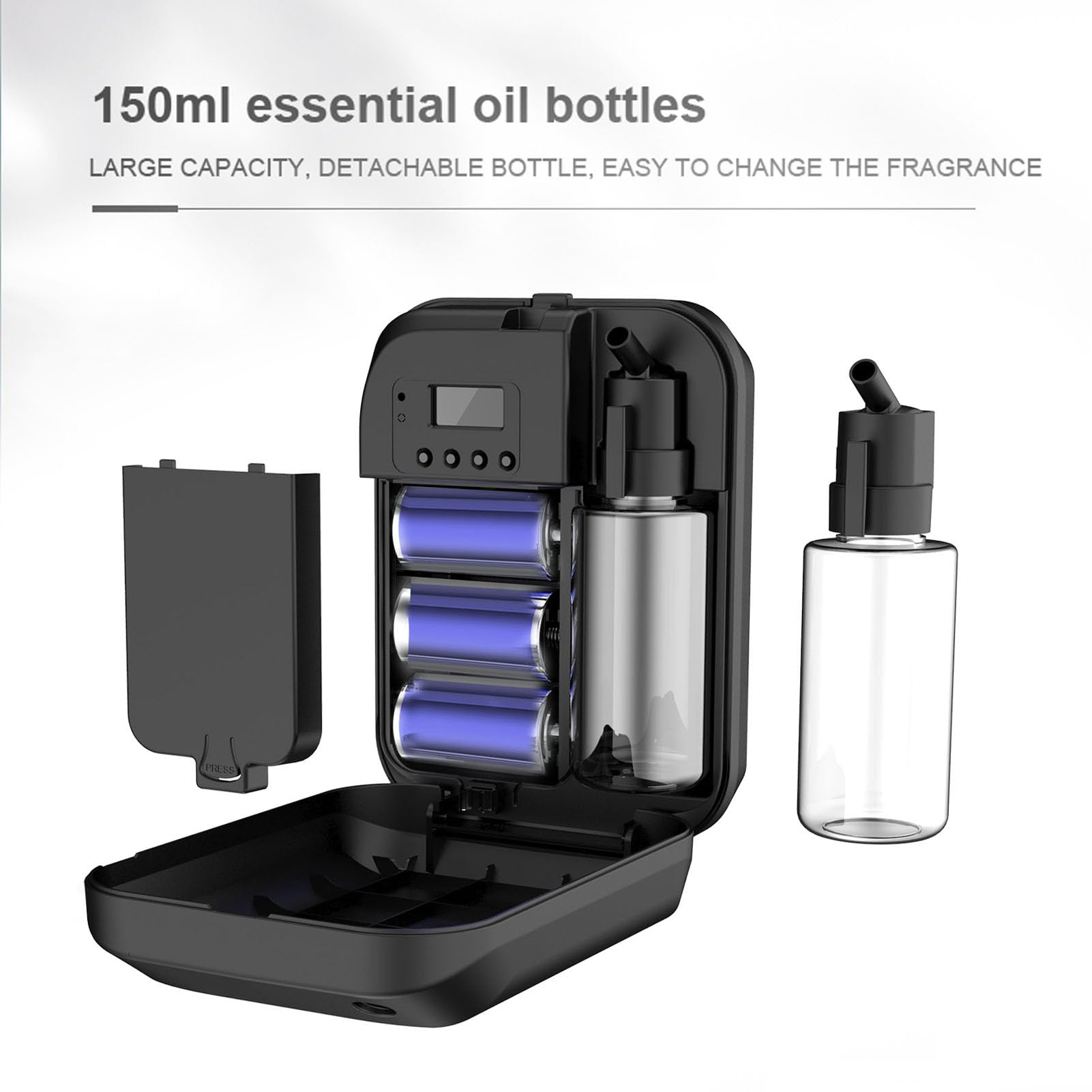 Asixxsix Inteligentna maszyna zapachowa, dyfuzor olejków eterycznych 150 ml, dyfuzory do aromaterapii z technologią zimnego powietrza, dyfuzor zimnego powietrza Bluetooth do domu (BLACK)