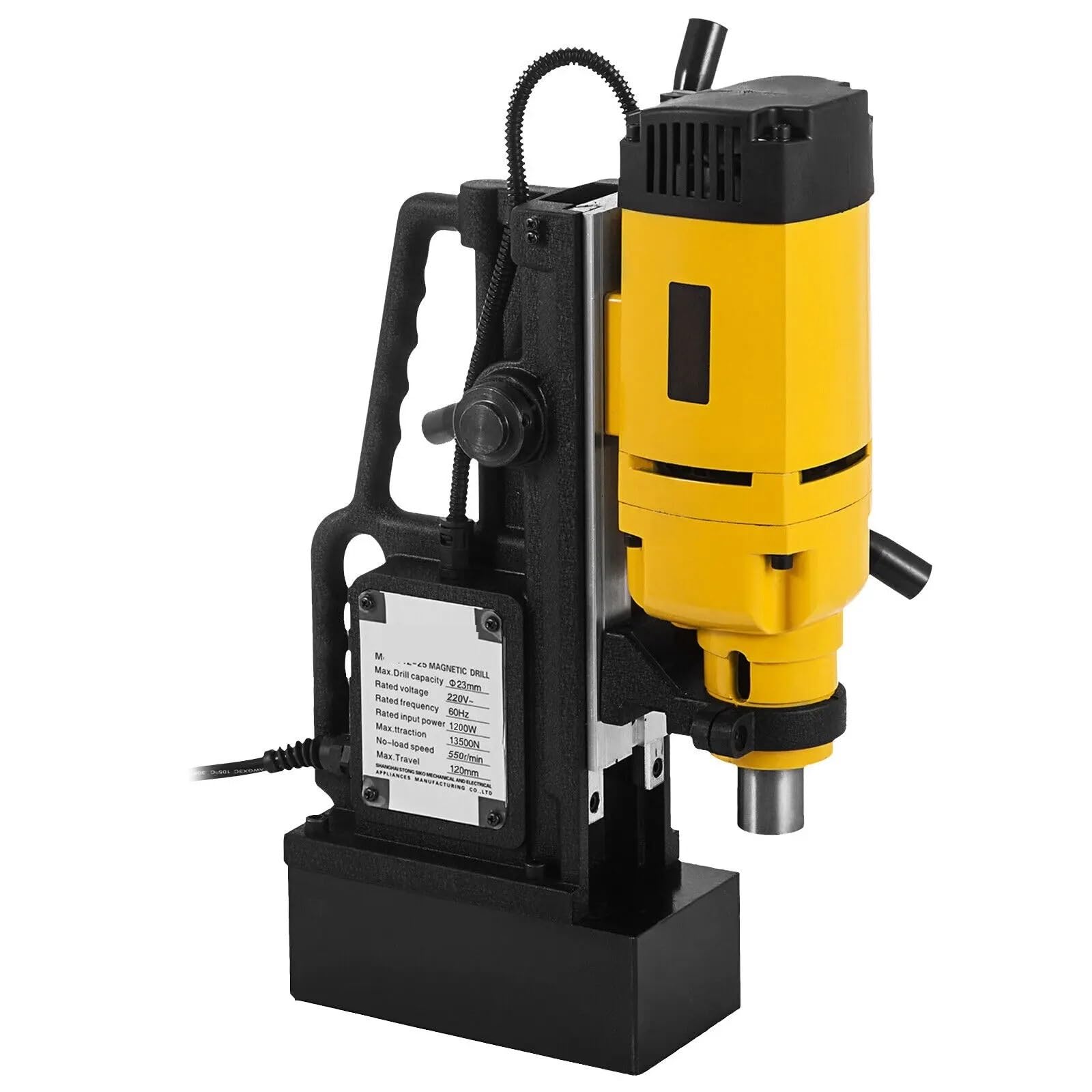 Taladro magnético de 1200 W, taladro magnético de 13000 N, profundidad máxima de perforación, fuerza magnética, roscado