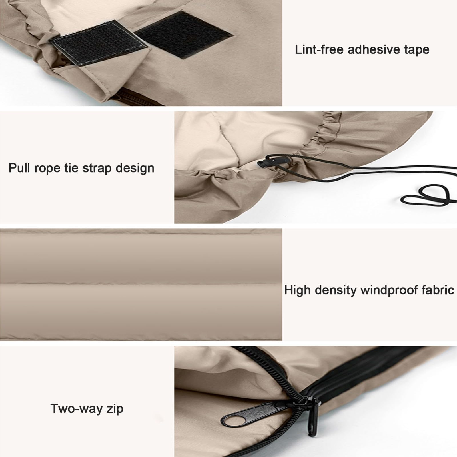 Saco de Dormir Individual para Acampar, Saco de Dormir Ligero para Clima frío y cálido para 3-4 Estaciones con Saco de compresión para Adultos(Beige,1.8kg)