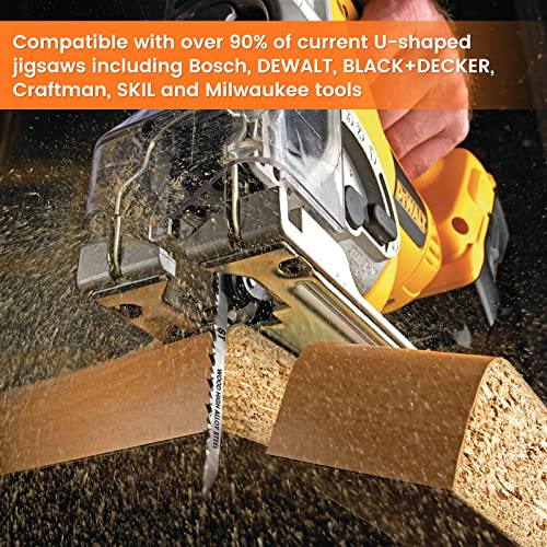 70Pcs U Shank Jigsaw Blades Set For Wood Plastic Metal Cutting, Assorted U-Shank Jig Saw Blade Set Universal Replace 90% Jig Saws Such As Bosch Dewalt Skil Black And Decker 6T 8T 10T 14T 18T 24T 32T #TOP4