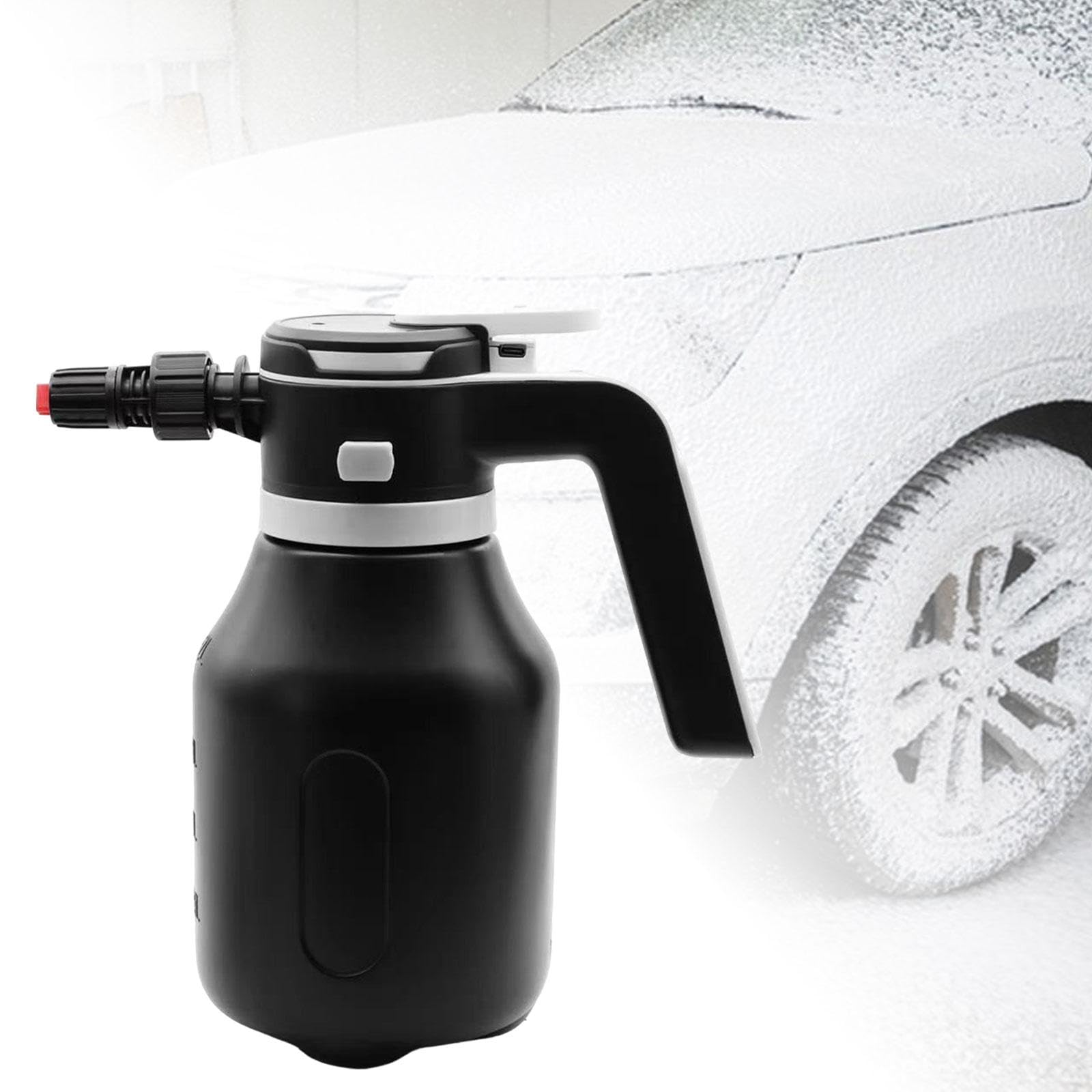 Electric Foam Sprayer Elektrischer Schaumsprüher Drucksprühflasche Handgerät Material für Autopflege Haushaltsreinigung Gartenarbeiten, Schwarz