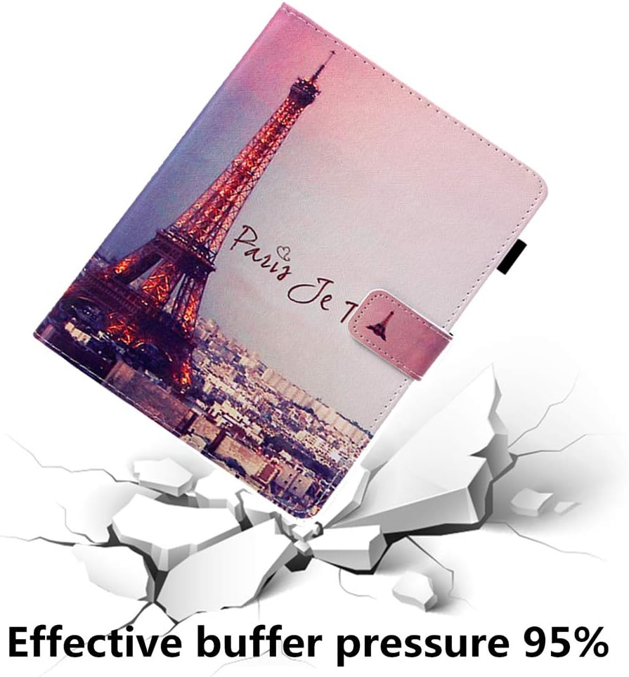 Folio Case for Kindle fire HD 10, JZCreater Slim Leather Standing Case Cover with Auto Wake/Sleep for All-New Kindle Fire HD 10.1" Tablet (7th Generation, 2017 Release), Paris Tower