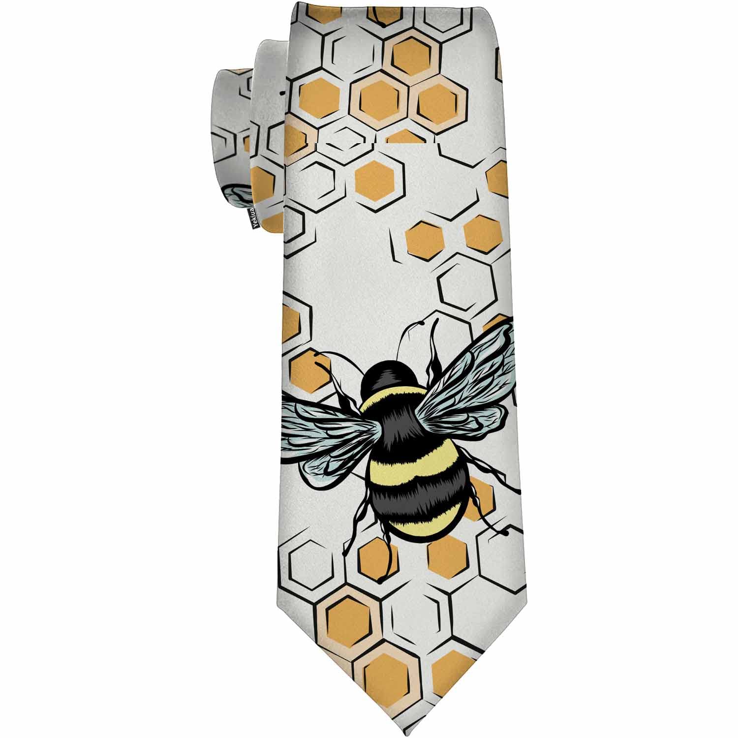 Yekiua Men's Bee White Pigeon Ties Jesus Cross On Black Neck Tie Business Wedding Formal Fashion Necktie, One Size