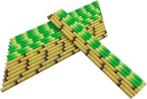 Miniatura 4 de Pajitas de papel de bambú biodegradables, 300 pajitas de bambú verde y amarillo, pajitas ecológicas para beber