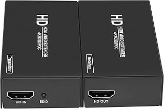 LinSeek HDMI Extender Over Cat5e/6, HDMI Extender 4K, Extend 4K @ 30Hz Audio Video Up to 100m /328ft, Support EDID,POC Function