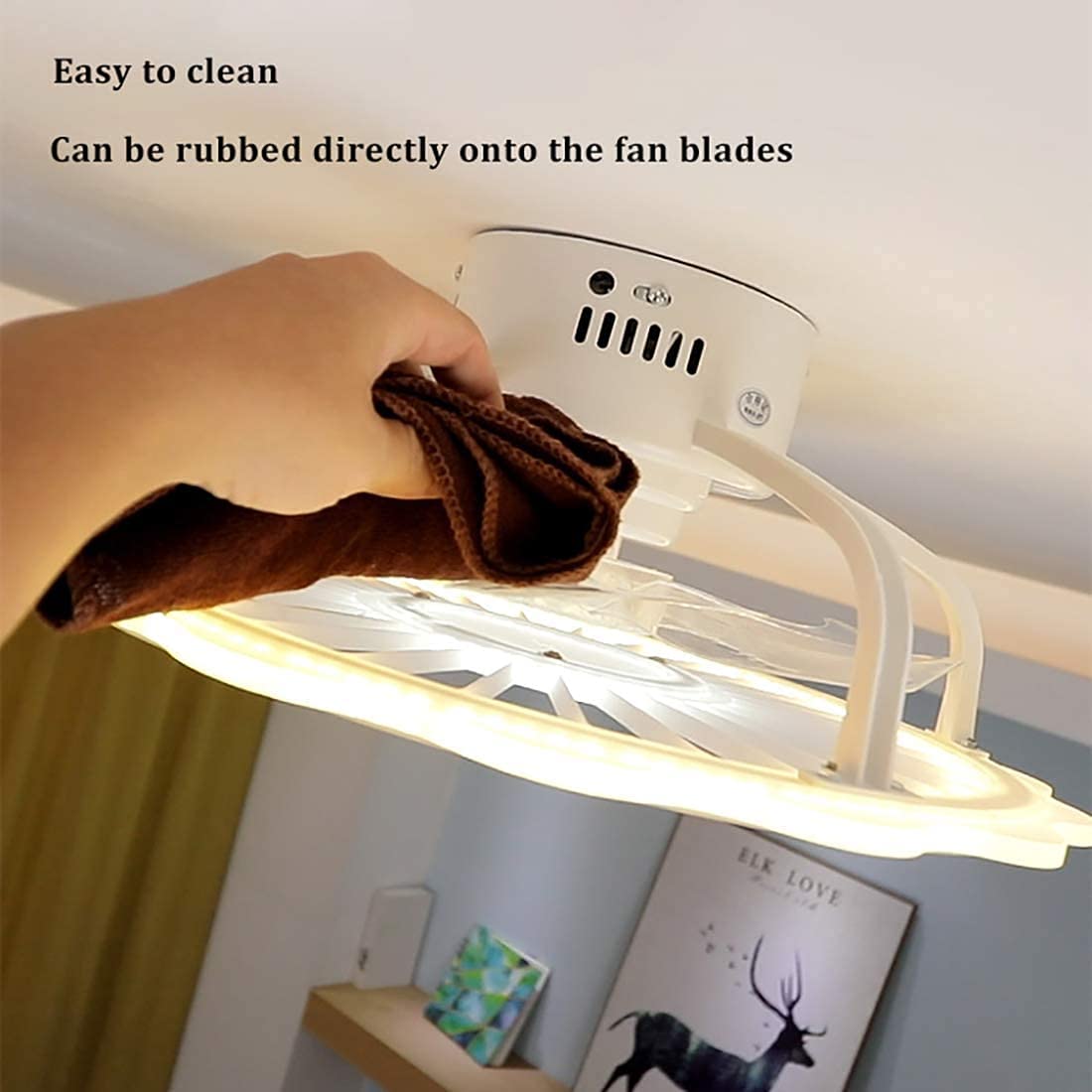 Ventilatori da soffitto con luci e Telecomando Lampadario Moderno a LED Ventilatore con Luce Camera da Letto Lampada di Ventilazione Invisibile Silenziosa Dimmerabile 3 velocità PE