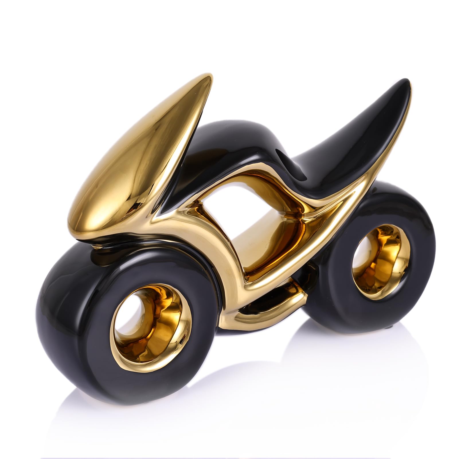 Abstract Motorcycle Sculpture Modern Home Decor Artwork,car Enthusiasts Collection Gifts,Vintage Office Desktop Decor Birthday for Men Friend Dad Son Him (C-Black Gold)