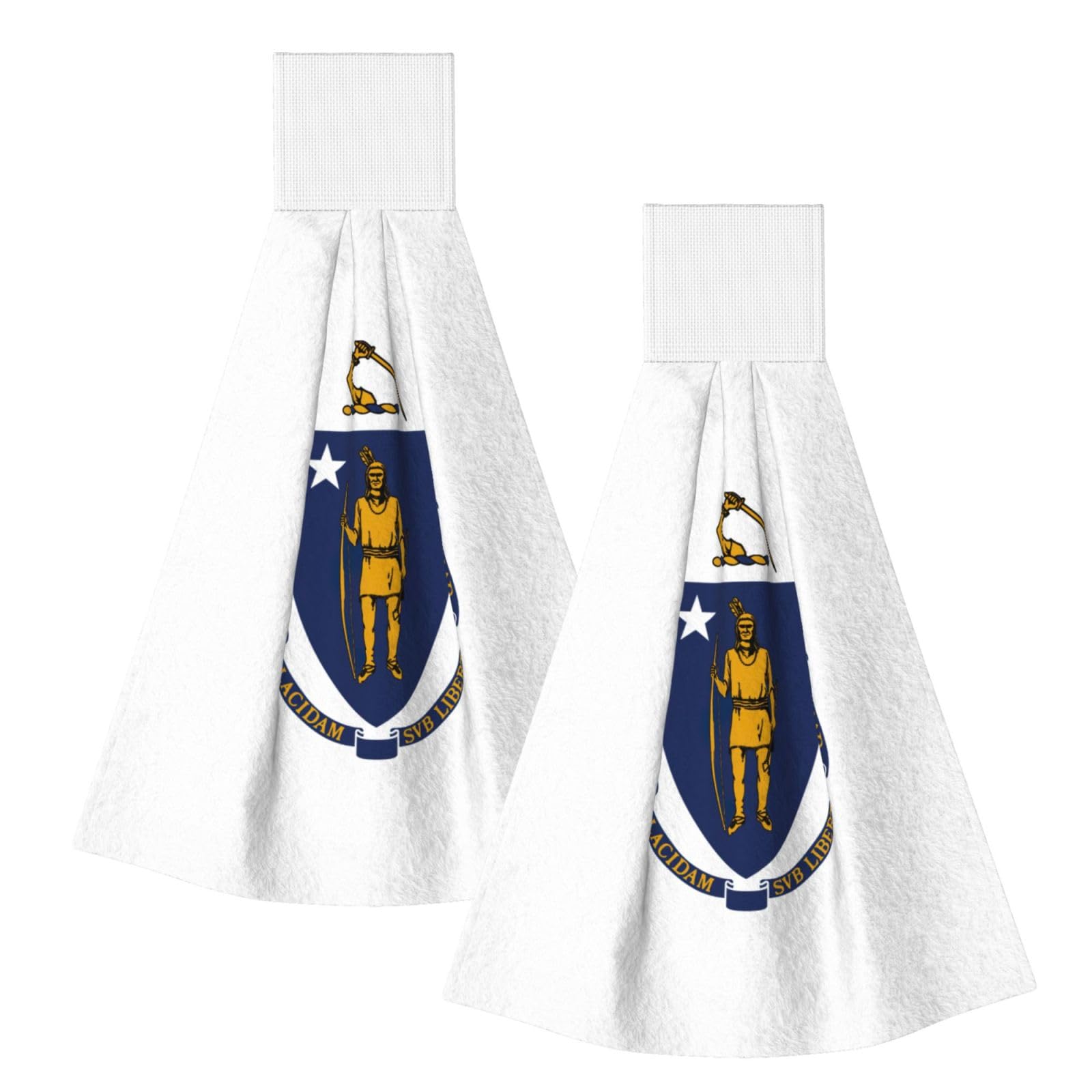 DUWAA Massachusetts State Flag Print Hanging Hand Towel Quick Dry Bathroom Towel Soft Kitchen Towel