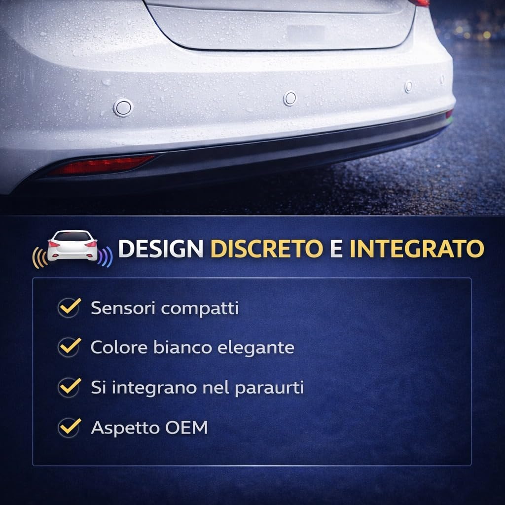 CAR PASSION Universelles Parksensor-Set für Autos, lackierbar, 4 Rücksensoren mit Summer, einfach zu installieren, Handbuch auf Italienisch, geeignet für Autos, Lieferwagen und Wohnmobile (rot)