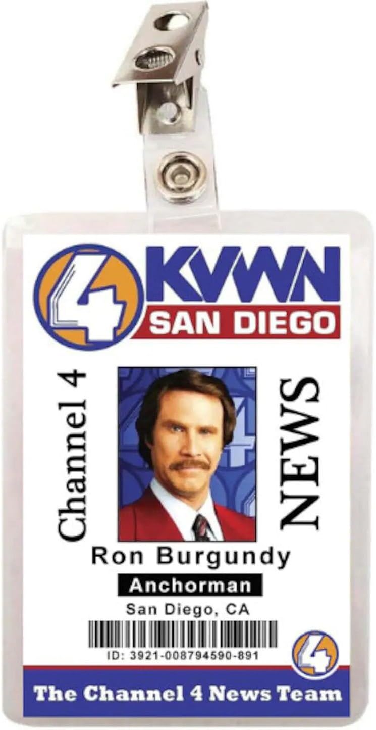 Anchorman Ron Burgundy ID Badge Name Tag
