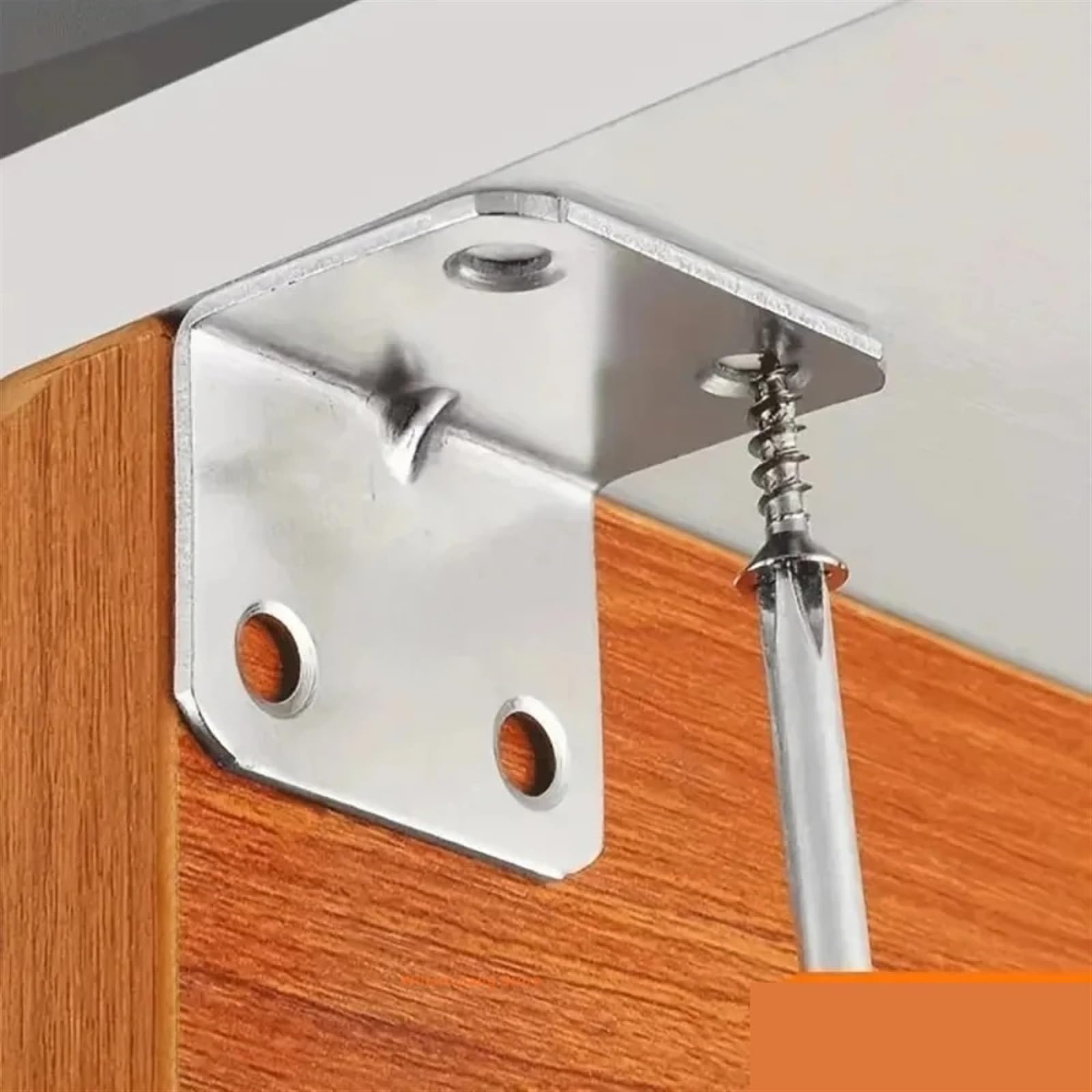 Escuadra de acero inoxidable， Soporte en L Herrajes for el hogar Herrajes fijos for muebles Herrajes Soportes de metal Protectores de esquinas en ángulo Fijaciones Soporte de esquina(Chrome20pcs)