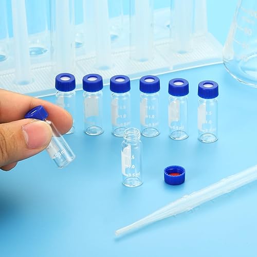 Miniatura 7 de PATIKIL Vial de muestreo automático de 0.1 fl oz, paquete de 1000 viales HPLCGC 9-425 viales transparentes de laboratorio, vial de muestra, tapón de