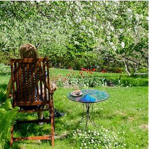 Outdoor Side Table,18 Inch Metal Accent Table, Peacock Round End Table, Small Coffee Table for Indoor & Outside Patio Balcony Yard Bedroom Outdoor Side Table18 Inch Metal Accent Table Peacock Round End Table Small Coffee Table for Indoor Outside Patio Balcony Yard Bedroom