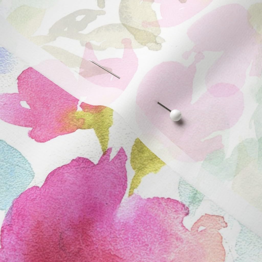 Spoonflower Fabric - Flower Colorful Flowers Floral Watercolor Large Girl Printed on Chiffon Fabric by The Yard - Sewing Fashion Apparel Dresses Home Decor