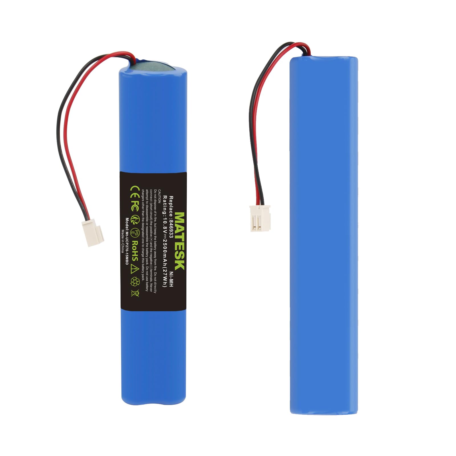 10.8V 2500mAh NI-MH Batterie pour Velux 946933 avec câble et Prise, pour Velux Entraînement Volets Roulants, Volets Roulants Solaires, Volets Roulants Solaires SSL, 846933 946930 (2 pièces)