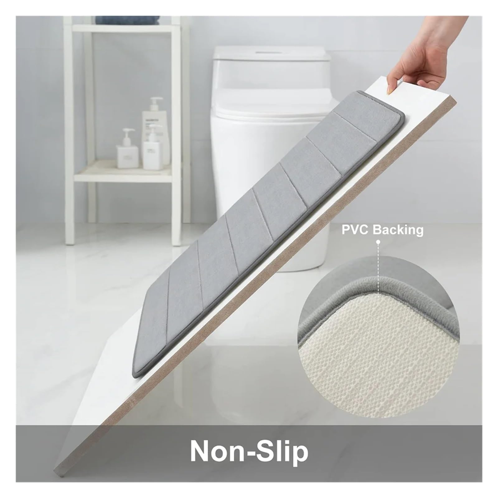 Badezimmermatte Absorbent Bathroom Mat Memory Foam Bathroom Rug Toilet Mat Bathroom Floor Mat Thick Soft Carpet Non-Slip Door Foot Rugs(Dark Grey,61x119cm(24x47 inch))