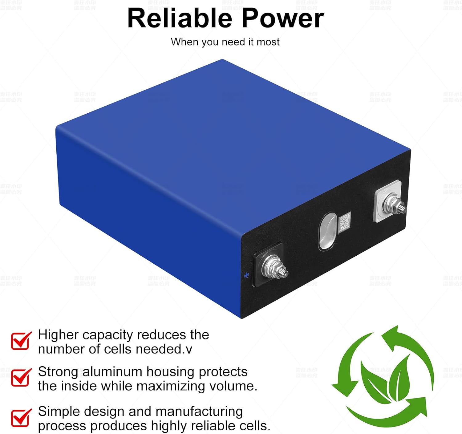 4Pack 3.2V 320Ah LiFePO4 Lithium Battery Cell A Grade 8,000-10,000 Life Cycles & 10-Year LifeSpan | Deep Cycle Rechargeable & Electric-Vehicle Grade, Perfect for Boat, Marine, Golf Cart, RV etc