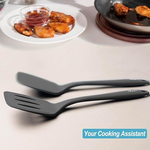 Miniatura 9 de Juego de espátulas de silicona resistentes al calor de 600F, espátulas de cocina de 13.6 pulgadas para utensilios de cocina antiadherentes,