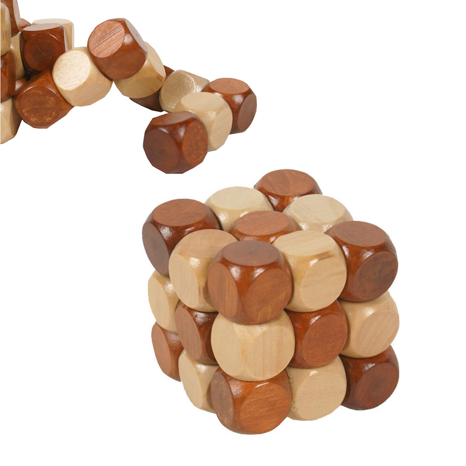 Vokowin Wooden Twist Cube IQ Puzzle, Wooden Brain Teaser