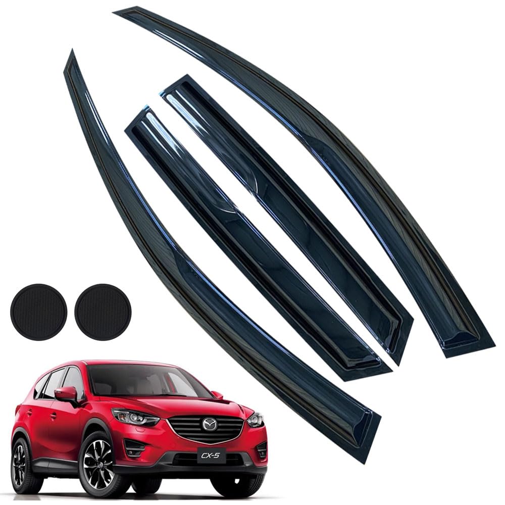 Rain Guards for Mazda CX-5 2013-2016, Tape-on Side Window Deflectors for Mazda CX-5, Window Visors for Mazda Cars, for Mazda Car Accessories 4 Rain