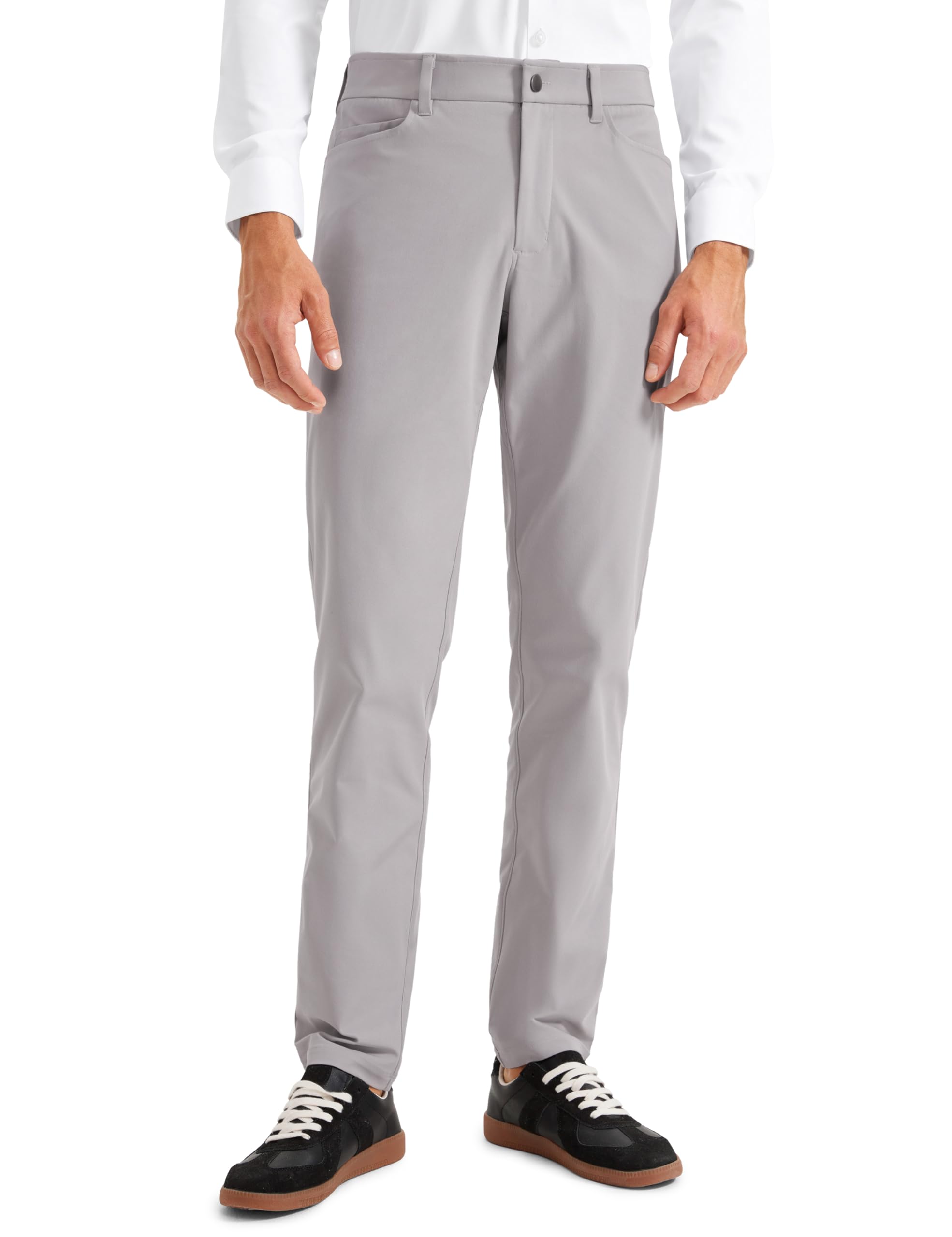 CRZ YOGA All Day Comfy 5-Pocket Golf Pants 28"/30"/32"/34" | Decent Stretch, Wrinkle-Resistant, Casual, Slightly Tapered Leg, Flat Front, Pockets, Trousers for Men 28W x 28L Gull Gray