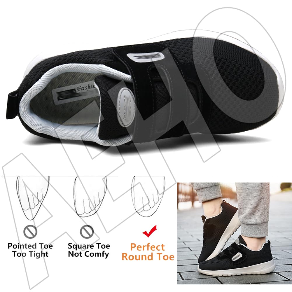 AEHO Pantofole Per Anziani Donna Riabilitazione Postoperatoria Vecchie Scarpe Gonfie Piede Regolabile Leggero Scarpe Per Piede Diabetico Primaverili E Autunnali Nero 36/230mm