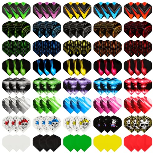 QKURT Ailettes Fléchettes, 8 styles 40 ensembles 120 pièces Ailettes Standard Fléchettes Ensemble de vol de fléchettes épais pour jeu de fléchettes, Vol de...