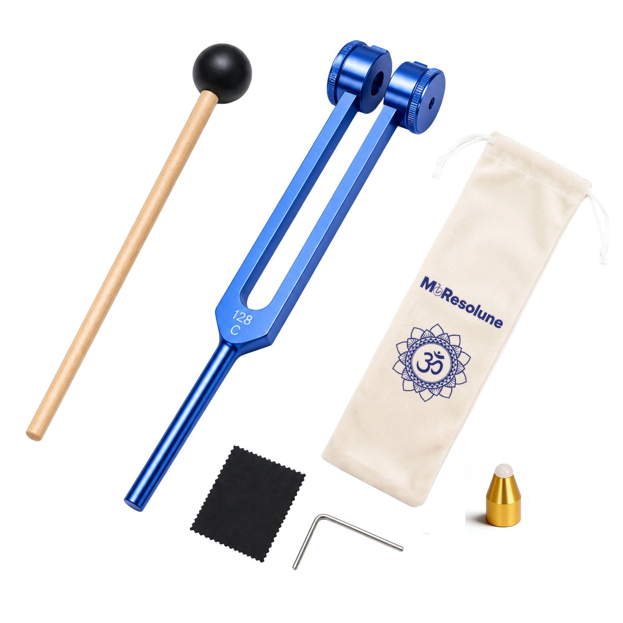 128 hz Weighted Tuning Fork for Healing with Massage Contact Tip Blue