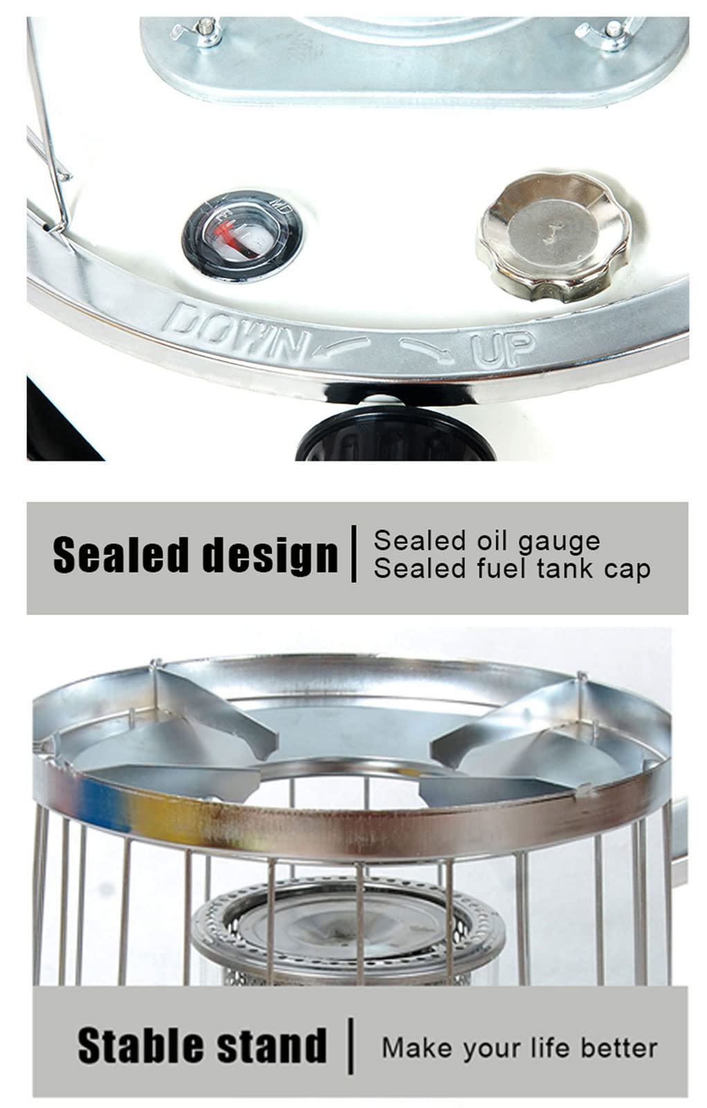 Queroseno Estufa Quemador Calentador, Portátil Camping Quemador Estufa para la Pesca de Hibarbacoa, Multifunción Quemador Estufa de Parafina para Interior Y Exterior/Black/4.6L