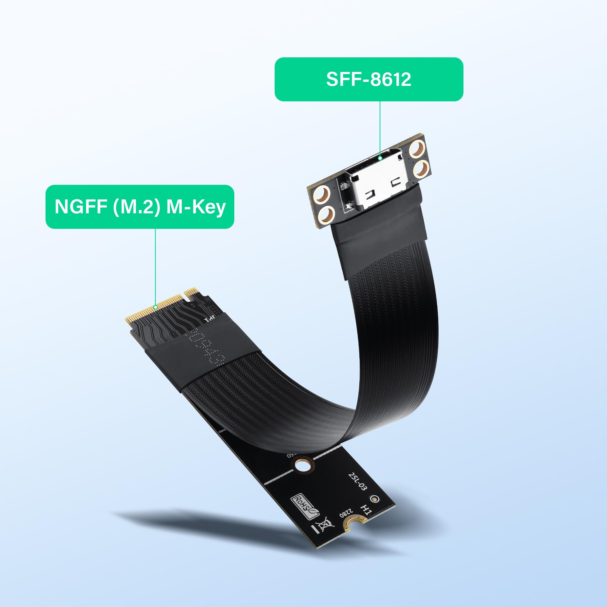 SinLoon Cavo host M.2 M-Key PCI-E4.0 2280 NGFF a Oculink SFF-8612, 20 cm, supporto per SSD esterno Oculink, eGPU