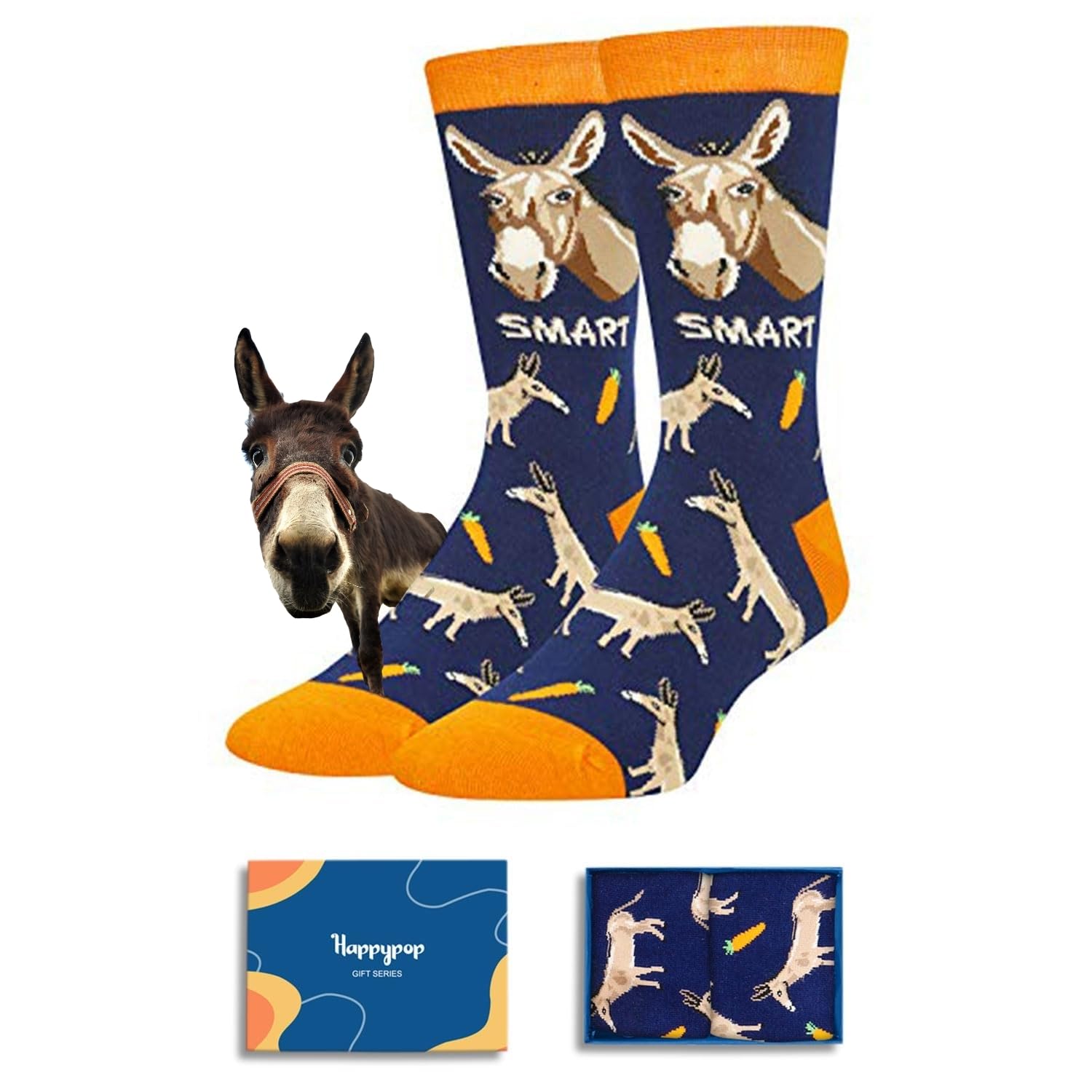 Mens Donkey Gifts - Funny Silly Crazy Animal Lovers Socks, Donkey Socks
