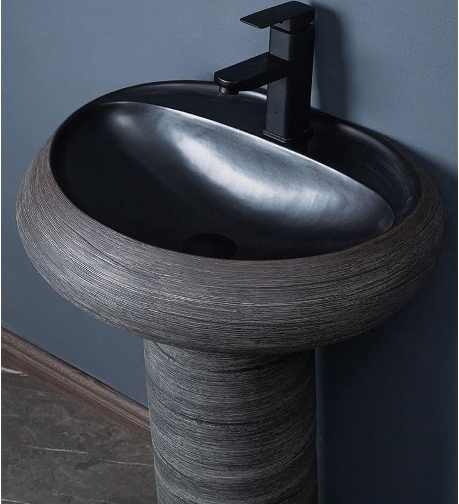 Bathroom Countertop Vessel Sink Outdoor Pedestal Basin Ceramic Integrated Floor-standing Wash Household Pedestal Sink Vanity