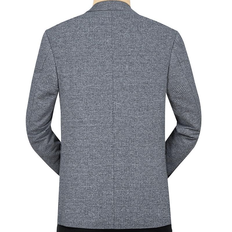 Men's Gray Herringbone Casual Knit Blazers Slim Fit Lightweight Sport Coat Two Button Suit Jackets2