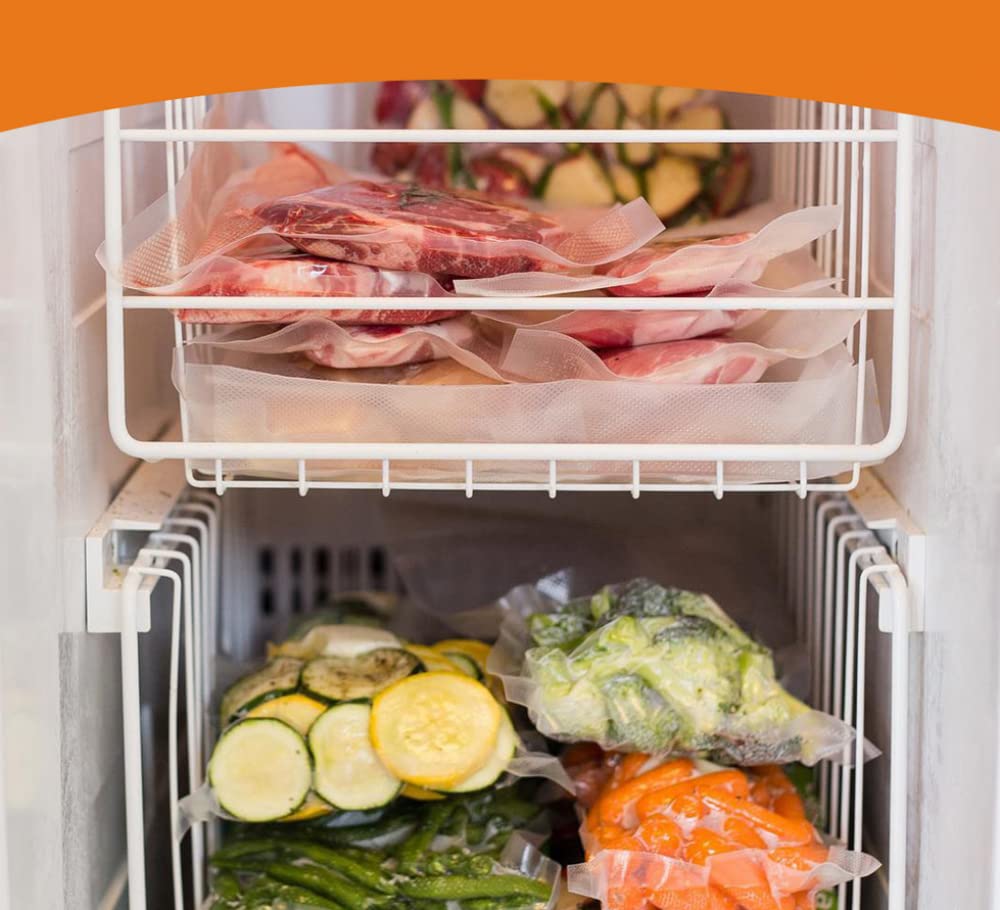 Siqi Scellant sous Vide avec économiseur d'aliments léger pour la Conservation des Aliments secs et humides, Sacs à Rouleaux sous Vide (10pic) et Tuyau Inclus-Red