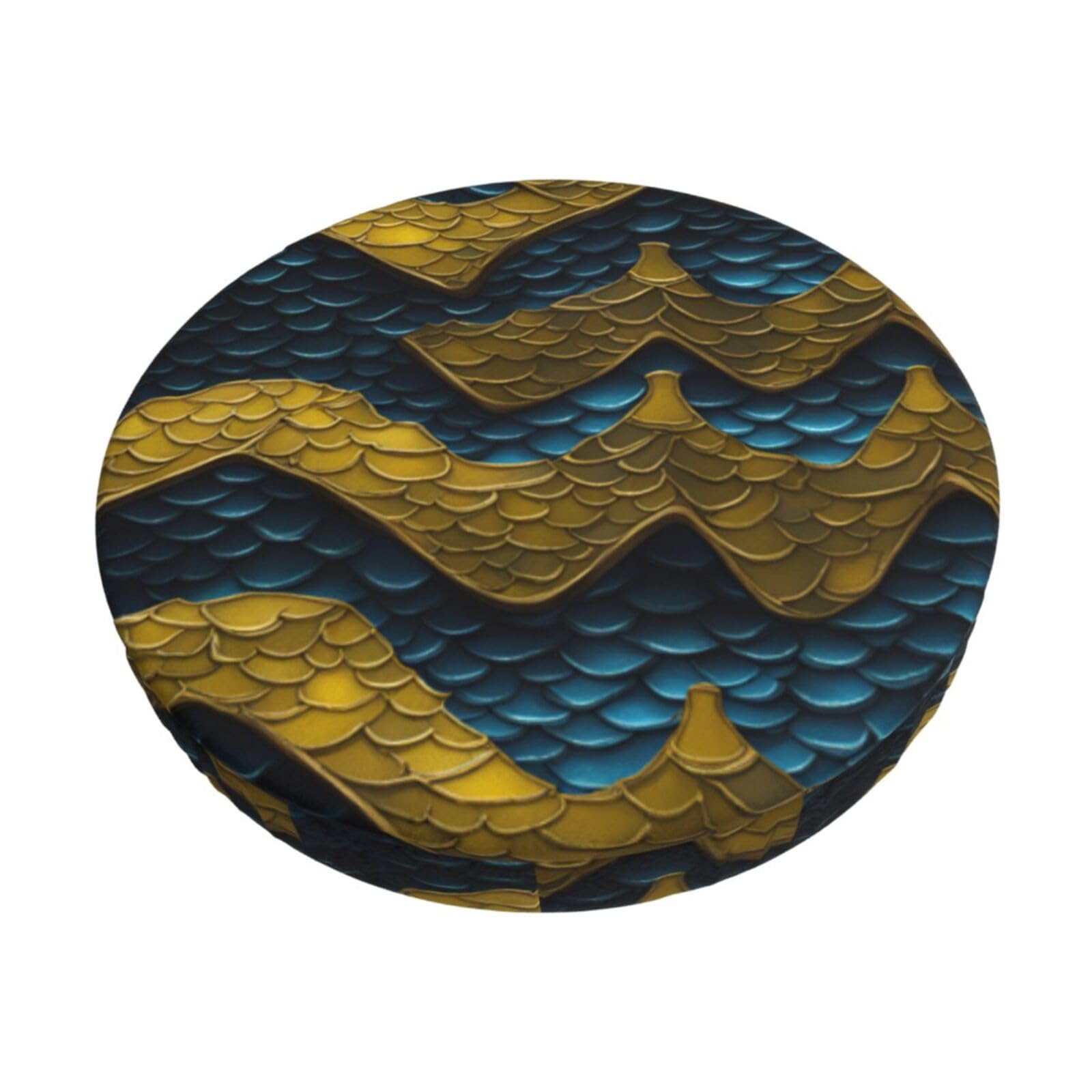 ACVnbm Dragon Scale Print Round Bar Chair Cushion Cover, Elastic Chair Protector For Kitchen Bar Dining
