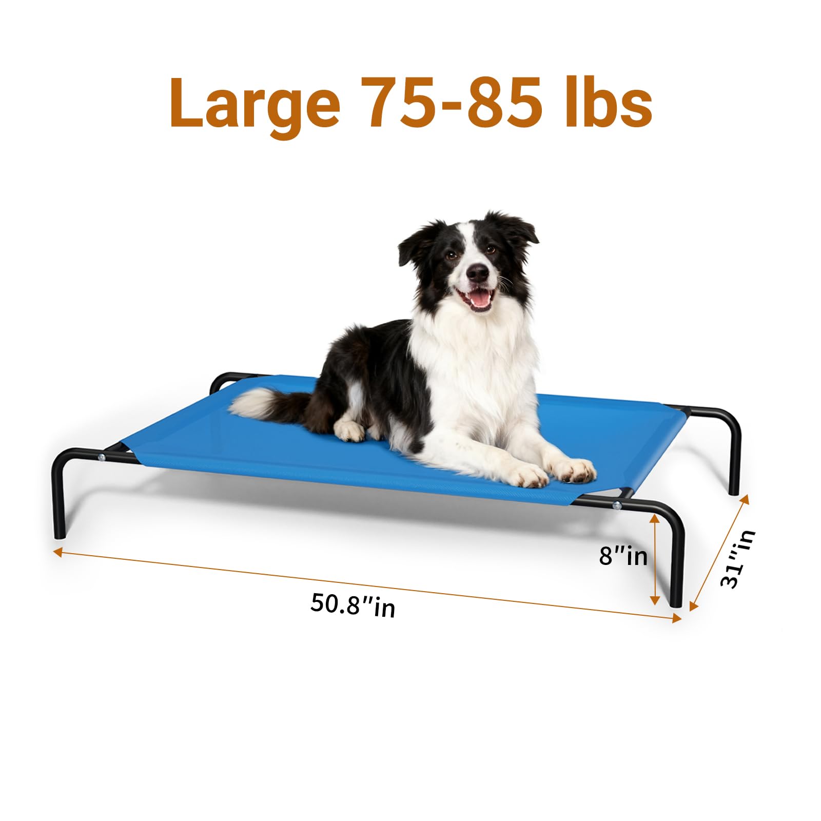 Elevated Cooling Dog Bed for Large Dogs,Waterproof Outdoor Pet Cot with Washable Breathable Mesh,Non-Slip Feet,Comfortable Dry Raised Dog Bed,50.8 x 31 x 8 Inches,Blue - image 4