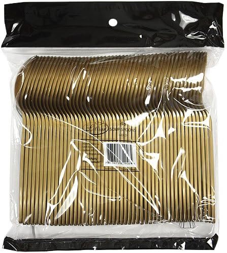 Miniatura 3 de Lillian - Juego de 48 cucharas de sopa de plástico, color dorado