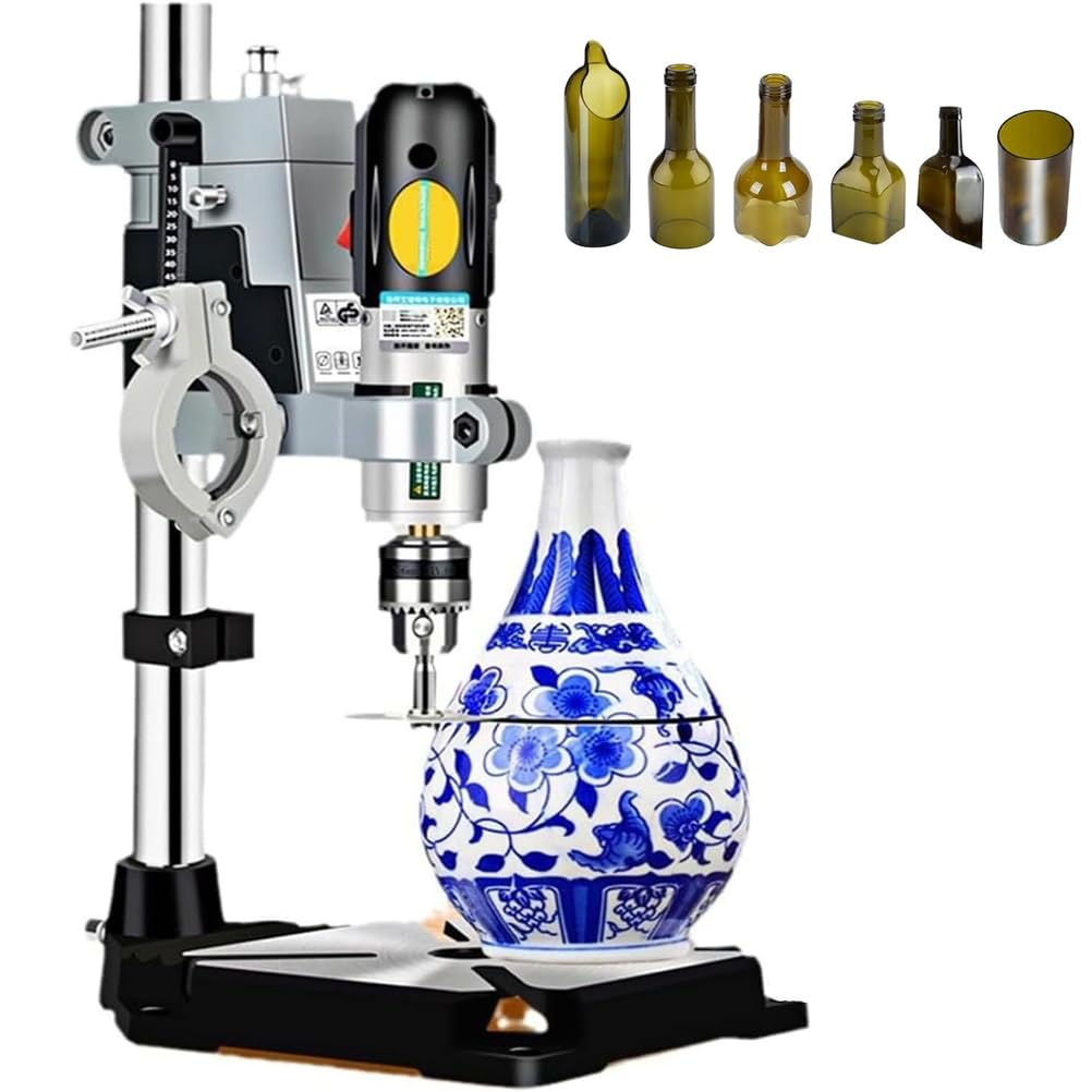 Máquina Cortadora De Botellas Eléctrica, Cortador Botellas De Vidrio 72 W con Base Antideslizante, Escala Carrera De 0-60 Mm Y Velocidad De 5000-8000 RPM Ajustable, para Macetas