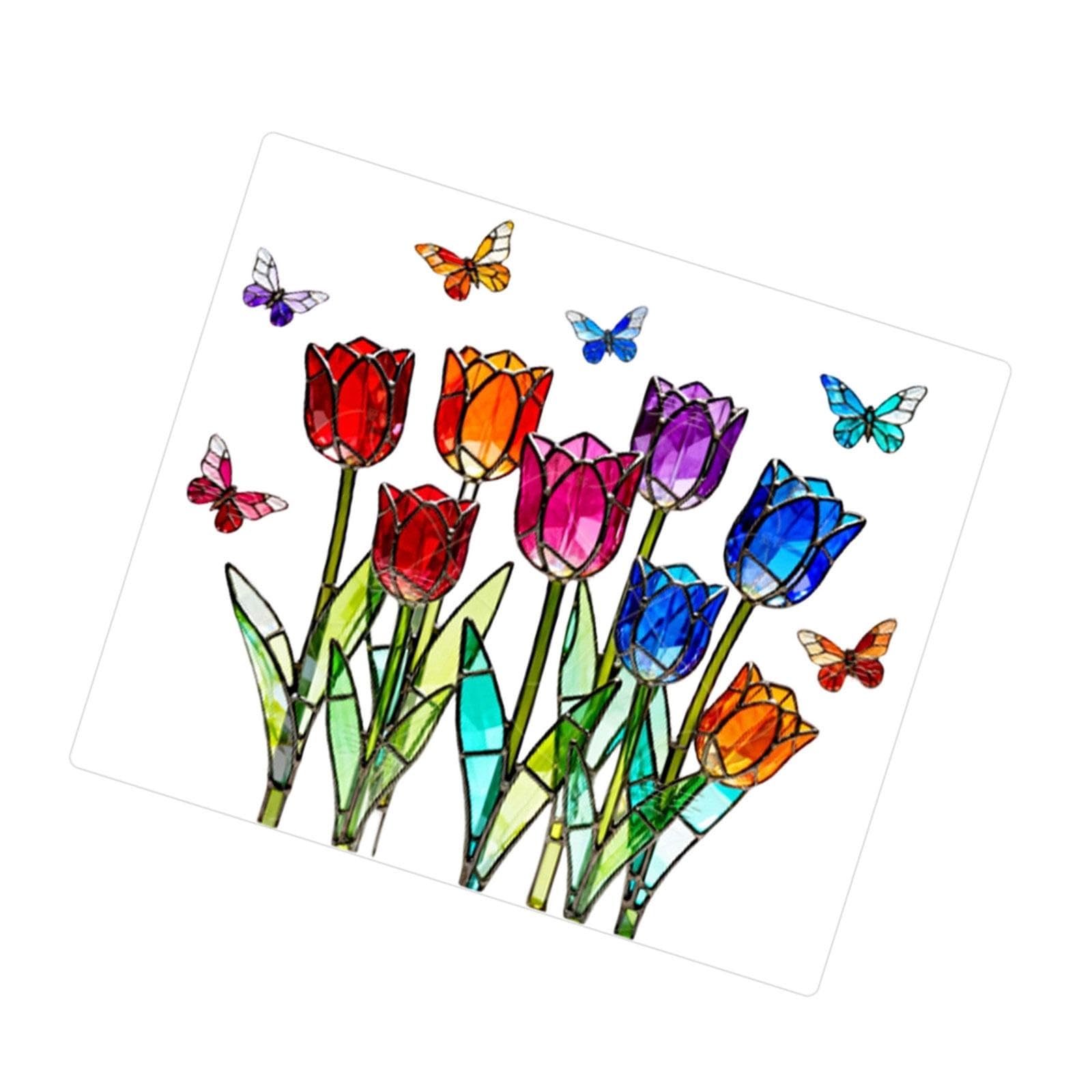 Tsophreniq Rainbow Statics Window Cling Not Glues Decorative Window Cling Sun Blocking Heat Control Glass Windowed Privacy Film Stained Glass Film Floral