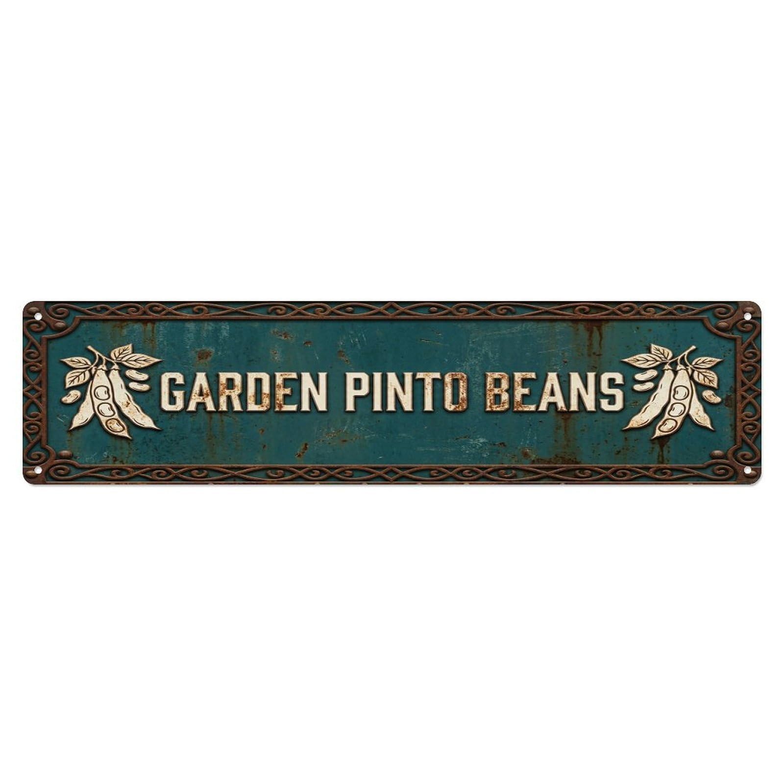 GARDEN PINTO BEANS Vintage Legume Rustic Farmhouse Metal Tin Sign