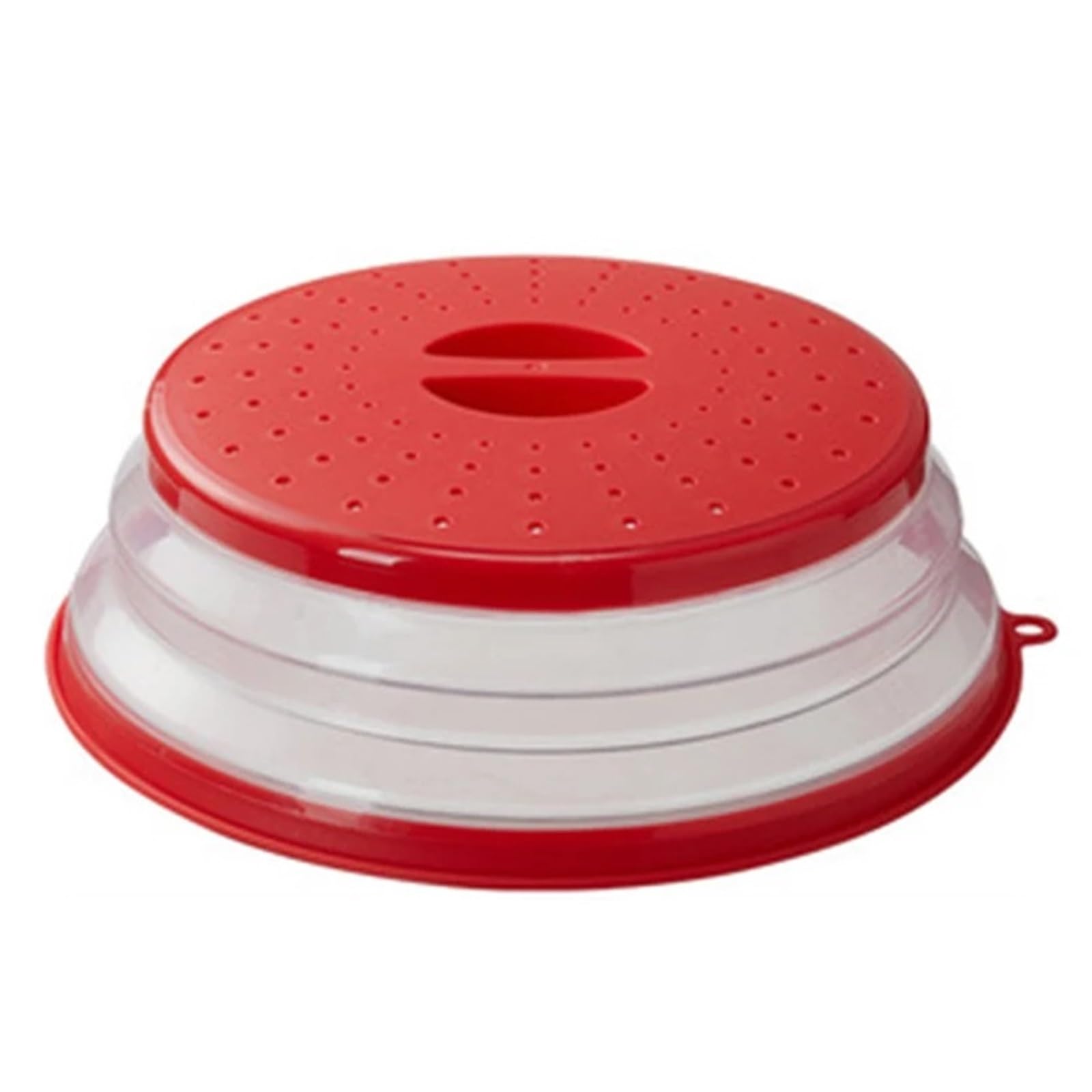 Collapsible Microwave Cover Lid Folding Silicone Plate Colander Strainer for Fruit Vegetables(Red-1)(Red-1)