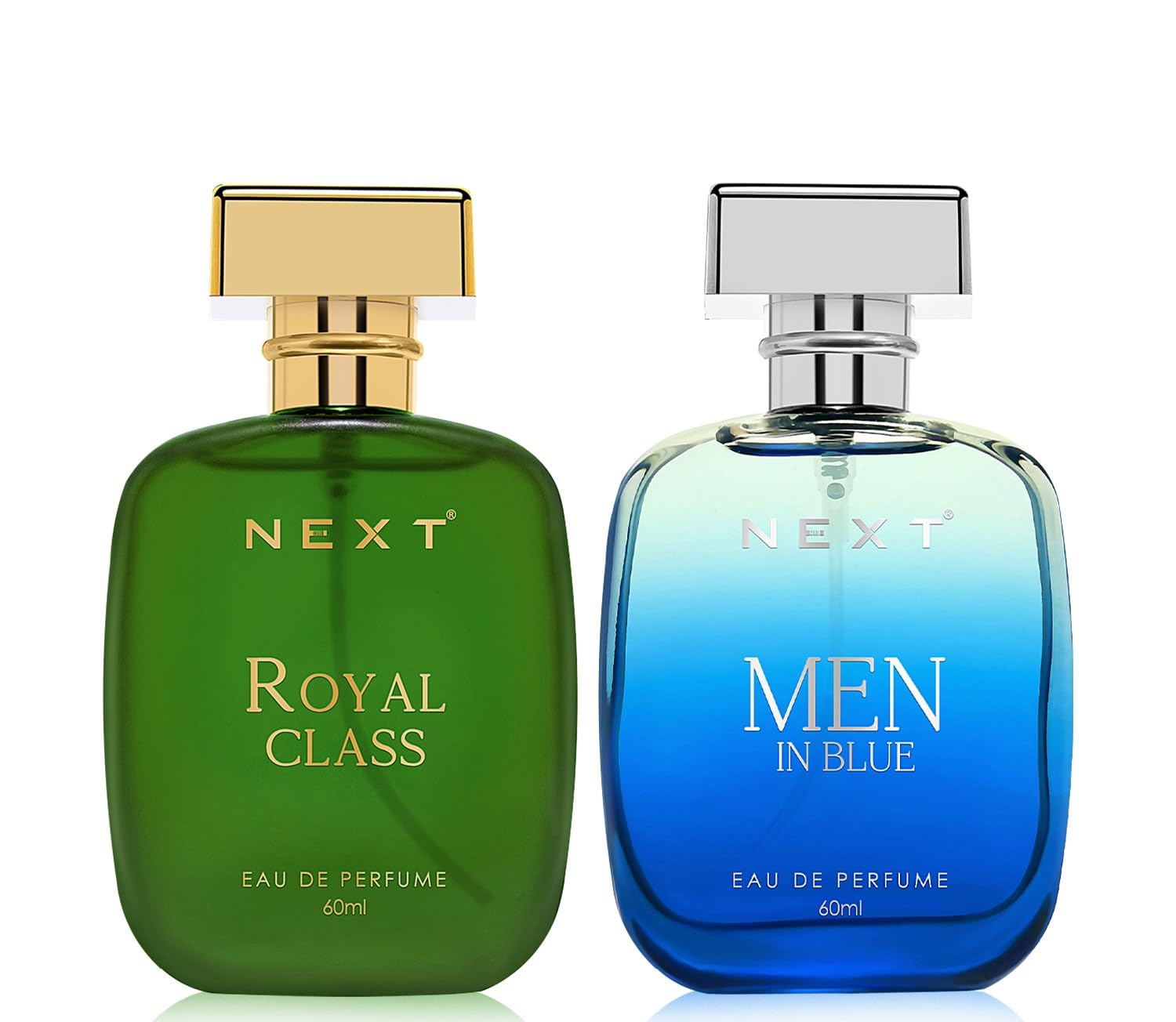 Next Care Royal Class & Men in Blue Luxury Perfume for Men & Women, 60ml Each | RASPBERRY,JASMINE, ROSE and AMBER Scent | Long Lasting Fragrance Body Spray (Gift Set of 2)
