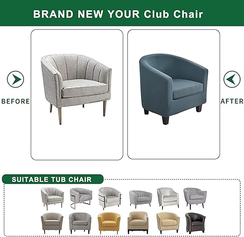 Miniatura 5 de Funda para silla de club, 2 piezas, color sólido, suave, elástica, redonda, para silla, protector de muebles para sala de estar, hotel, mostrador,