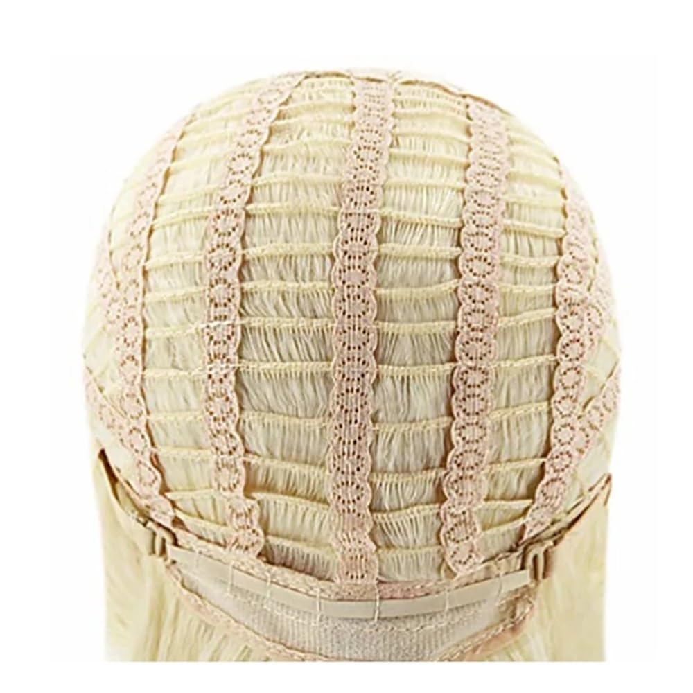 Blonde Lace-Front-Perücken for Frauen, lange, lockige, gewellte Mittelteil-Perücke aus Natursynthetik for den täglichen Gebrauch
