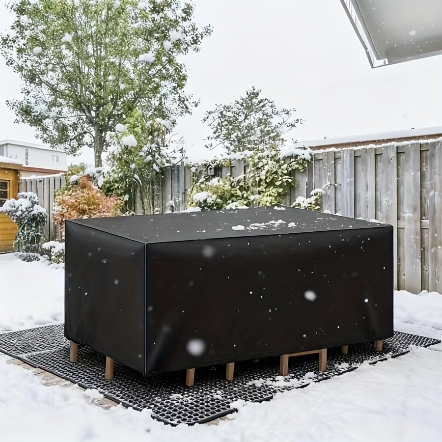 Housse de table d'extérieur imperméable et résistante aux UV avec tissu robuste anti-vent