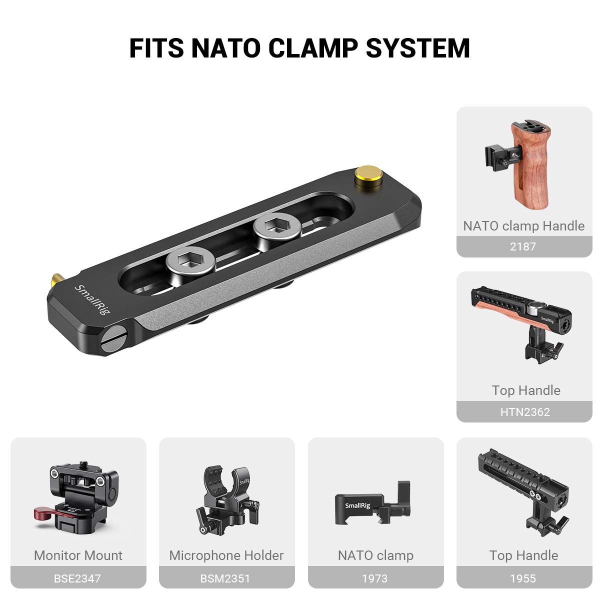 SMALLRIG NATO Rail (70mm) con Perni di Sicurezza - 2483B