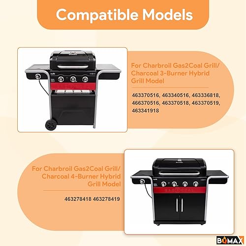 Miniatura 2 de BQMAX Piezas de repuesto para Charbroil Gas2Coal Grill Parts 463370516 463370519, kit de reparación para parrilla Charbroil Gas2Coal 463278418