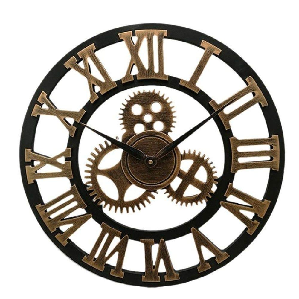 Reloj de Pared Industrial Gear Reloj de Pared Decorativo Reloj de Pared de Estilo Industrial, Dorado, 50 x 50 x 5 cm